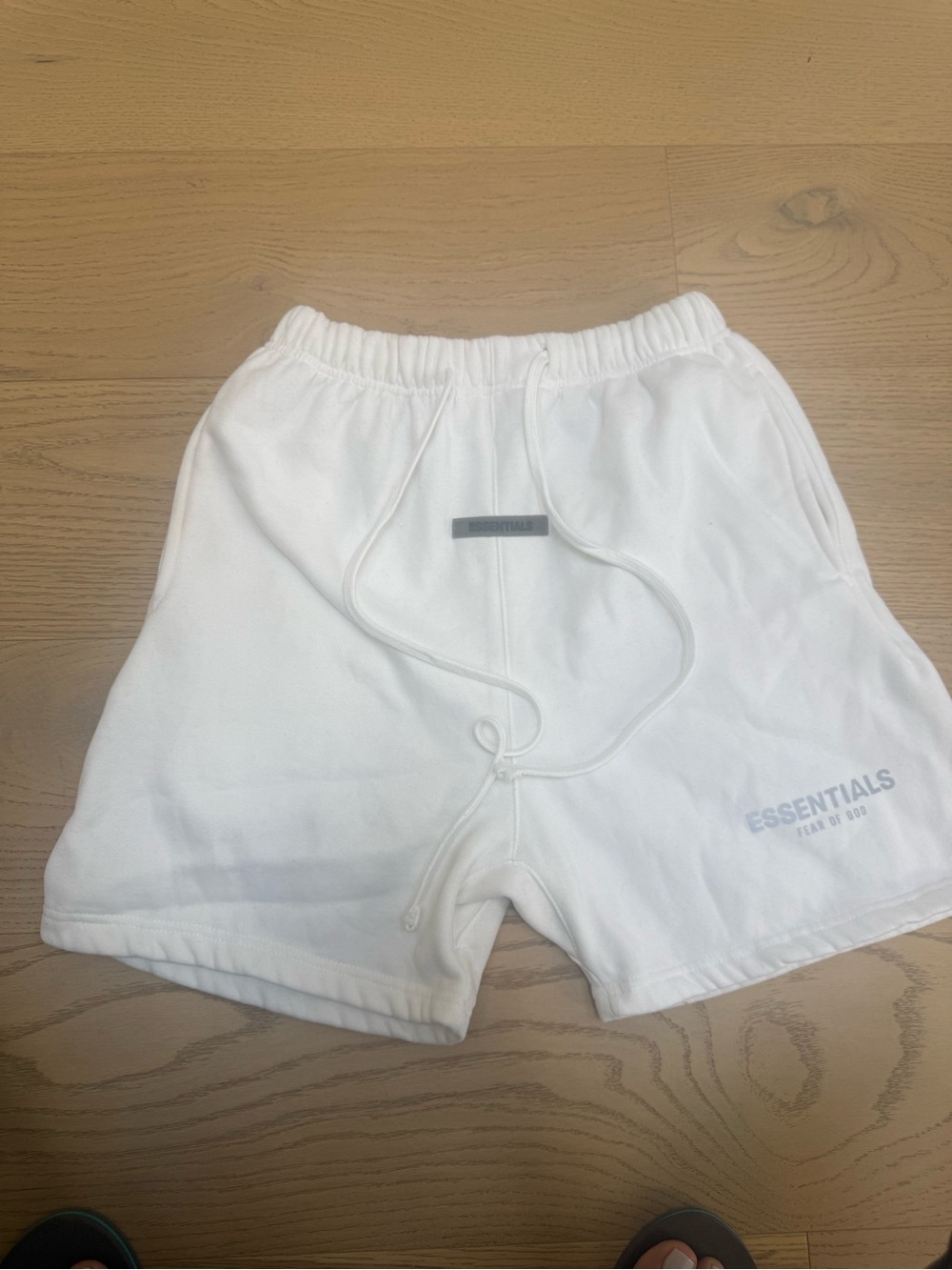 Fear of God Essentials White Cotton Drawstring Shorts